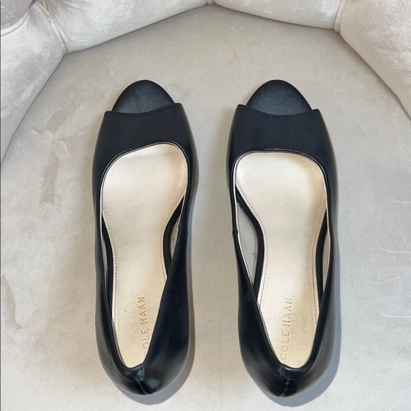 Cole Haan Black Peep-Toe Heels - Picture 4 of 10